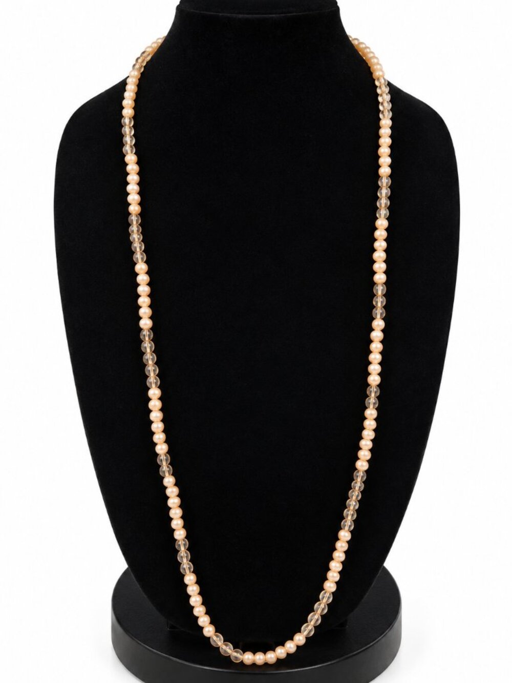 Monet 34" Faux Pearl & Clear Beaded Long Necklace